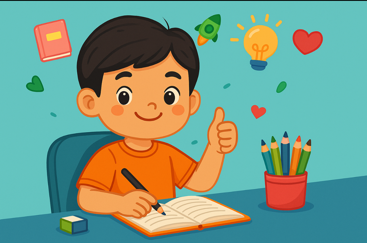 Child enjoying progress in learning